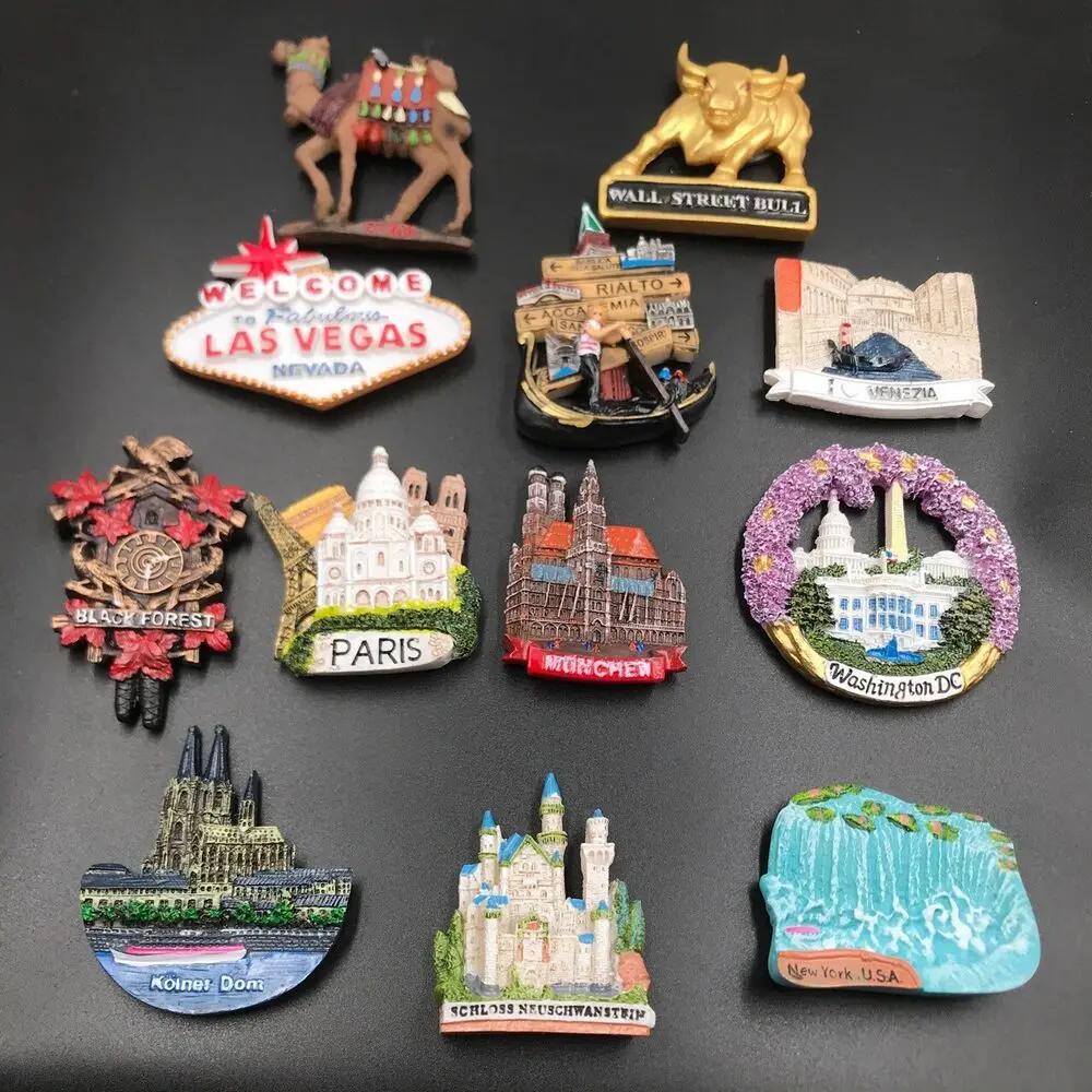 Tour The World Souvenir New Swan Castle Cooing Clock Resina Frigo Magnet Sticker