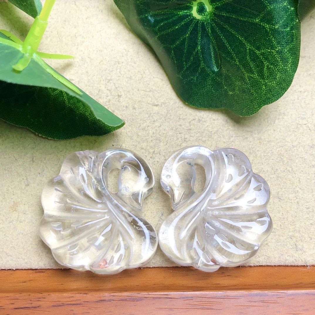 1 Pc Fengbaowu Natural Rock Quartz Swan Jewelry Making For Pendant Bracciale Crystal Intagliato Animal Gift Accessori Fai Da Te
