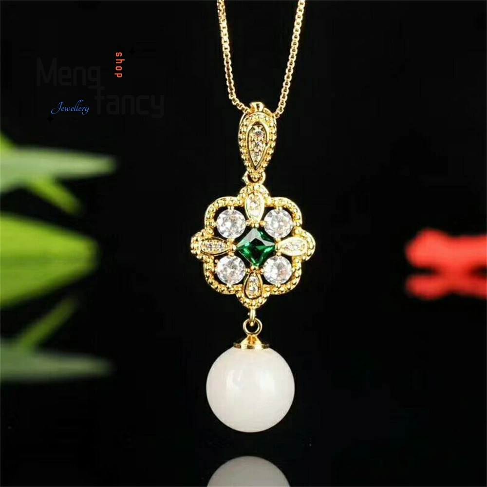 Naturale Hetian White Jade S925 Argento Swan Dolphin Ciondolo Charms Gioielli Di Moda Uomo Donna Coppia Clavicola Catena Regali Di Festa
