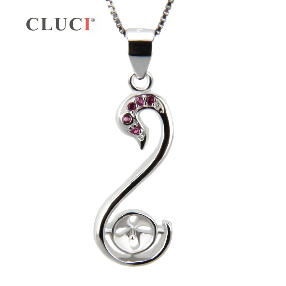 Cluci 925 Sterling Silver Bella Swan Perle Del Pendente Del Locket Accessori Nizza Collana Di Metallo Dei Monili Di Fascini Per Le Donne Sp163Sb