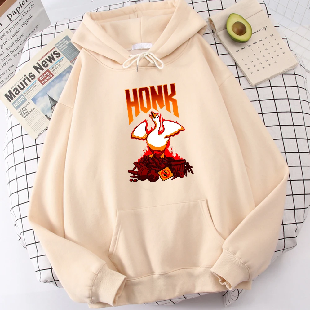 Swan Standing On The Rounds Honk Prints Hooded Female Daily Cartoon Sportswear Pocket Fleece Pullover New Hot Sale Women Hoody
