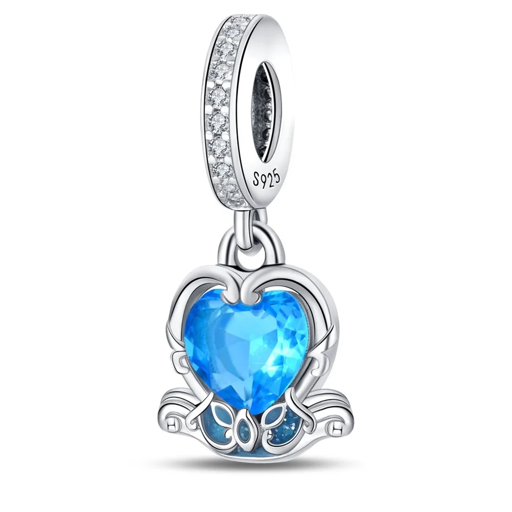 Romantico S925 Sterling Silver Boutique Blue Love Swan Magic Mirror Charm Fit Pandora Bracciale Accessori Per Gioielli Da Donna Con Data