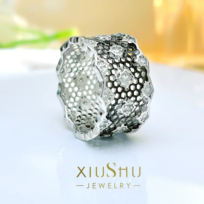 Desire Black Gold Vintage Ring Femminile Italian Hollow Lace Craft Swan Wide Minimalist Ins Index Finger