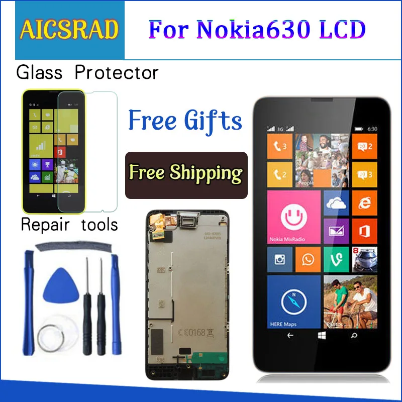 Aicsrad 4.5 "Ips Schermo A Cristalli Liquidi Per Nokia 630 Display Touch Screen Per Nokia Lumia 630 Display Lcd Lumia 635 Di Ricambio