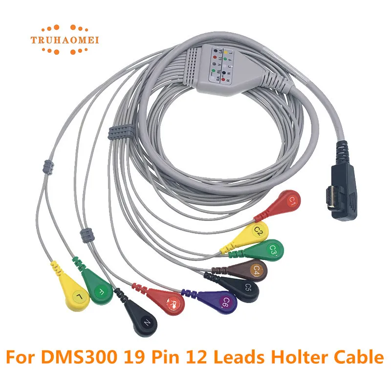 Cavo Holter Ecg 19 Pin Hdmi Usb 5 Derivazioni 7 Leadwires 12 Lead Snap 4.0 Per Dms300-3A Dms-300 4A Software Dm Registratore Multi-Diag