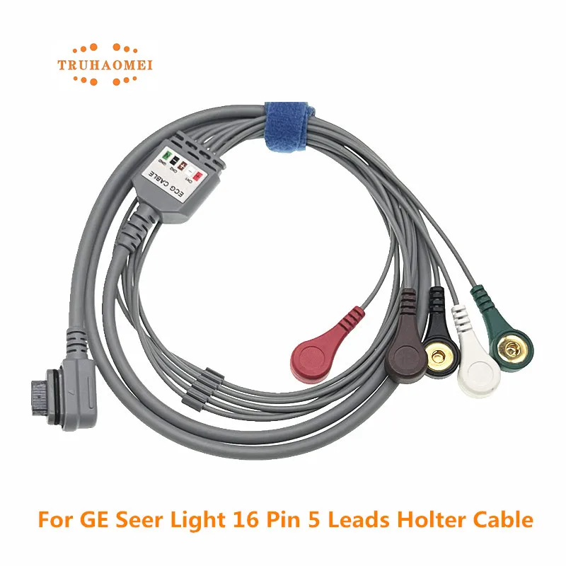 Cavo Holter Per Ge Seer Light Holter Recorder 16 Pin 2008594-001 O 2008594-002 Ecg 5 Conduttori 7 Conduttori Snap 2 O 3 Canali