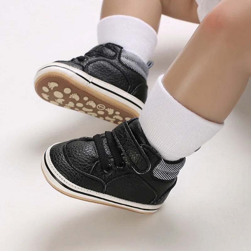 Vibrant Baby Boy First Walkers: Sneakers Sportive Classiche Con Suola Morbida In Pelle Pu (0-18 Mesi)