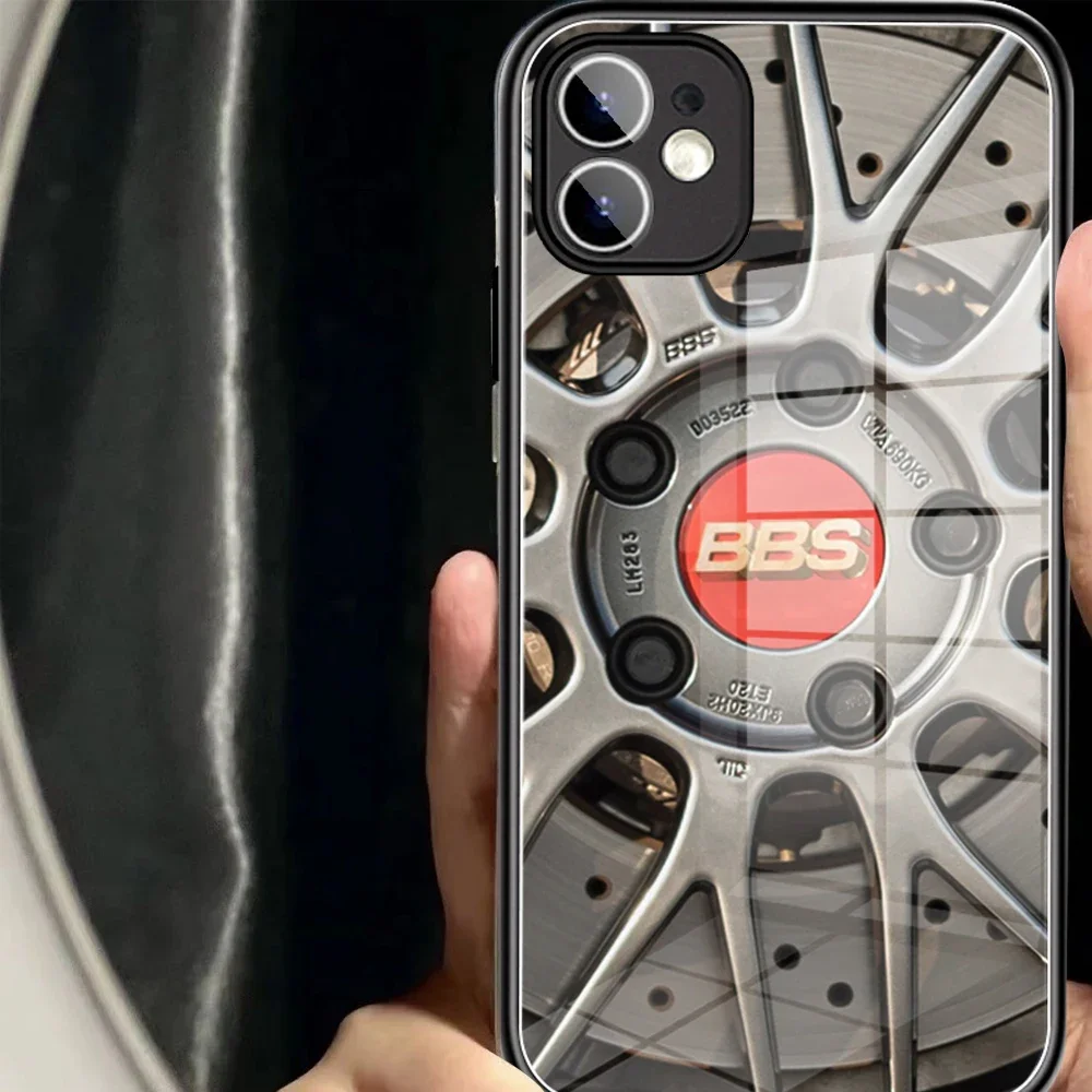 Per Iphone 14 Bbs Car Rim Wheel Hub Custodia In Vetro Temperato Per Iphone 13 11 12 Pro 8Plus X Max Xr Xs 14Plus Cover Di Lusso