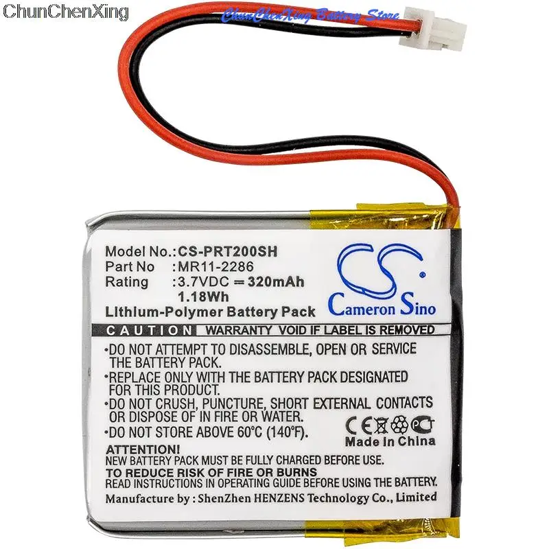 Cameron Sino 320Mah Batteria Mr11-2286 Per Casio Prt-2Gp