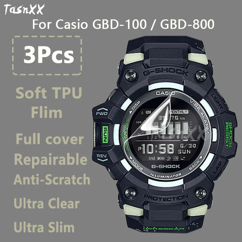 3 Pz Per Casio Gbd-100 Gbd-800 Smartwatch Clear Ultra Slim Soft Hydrogel Pellicola Riparabile Pellicola Proteggi Schermo-Non Vetro Temperato