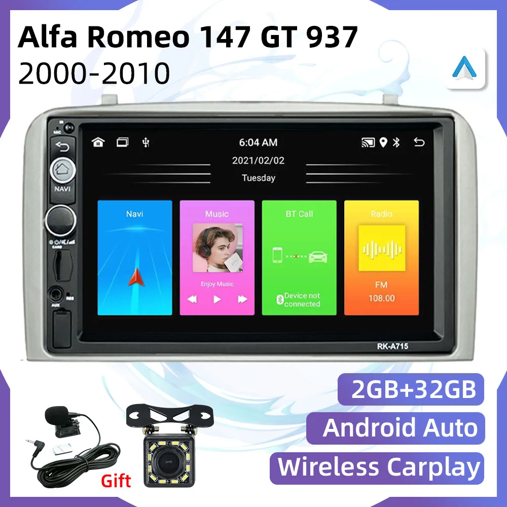 Autoradio Per Alfa Romeo 147 Gt 937 2000-2010 Radio 2 Din Android Car Multimedia Player Unità Principale Autoradio Carplay Android Auto