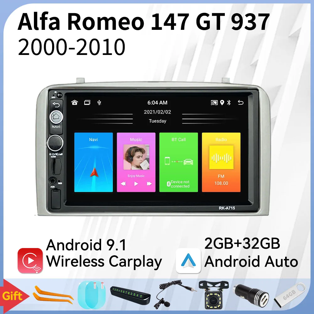 Autoradio Per Alfa Romeo 147 Gt 937 2000-2010 Radio 2 Din Android Car Multimedia Player Unità Principale Autoradio Carplay Android Auto