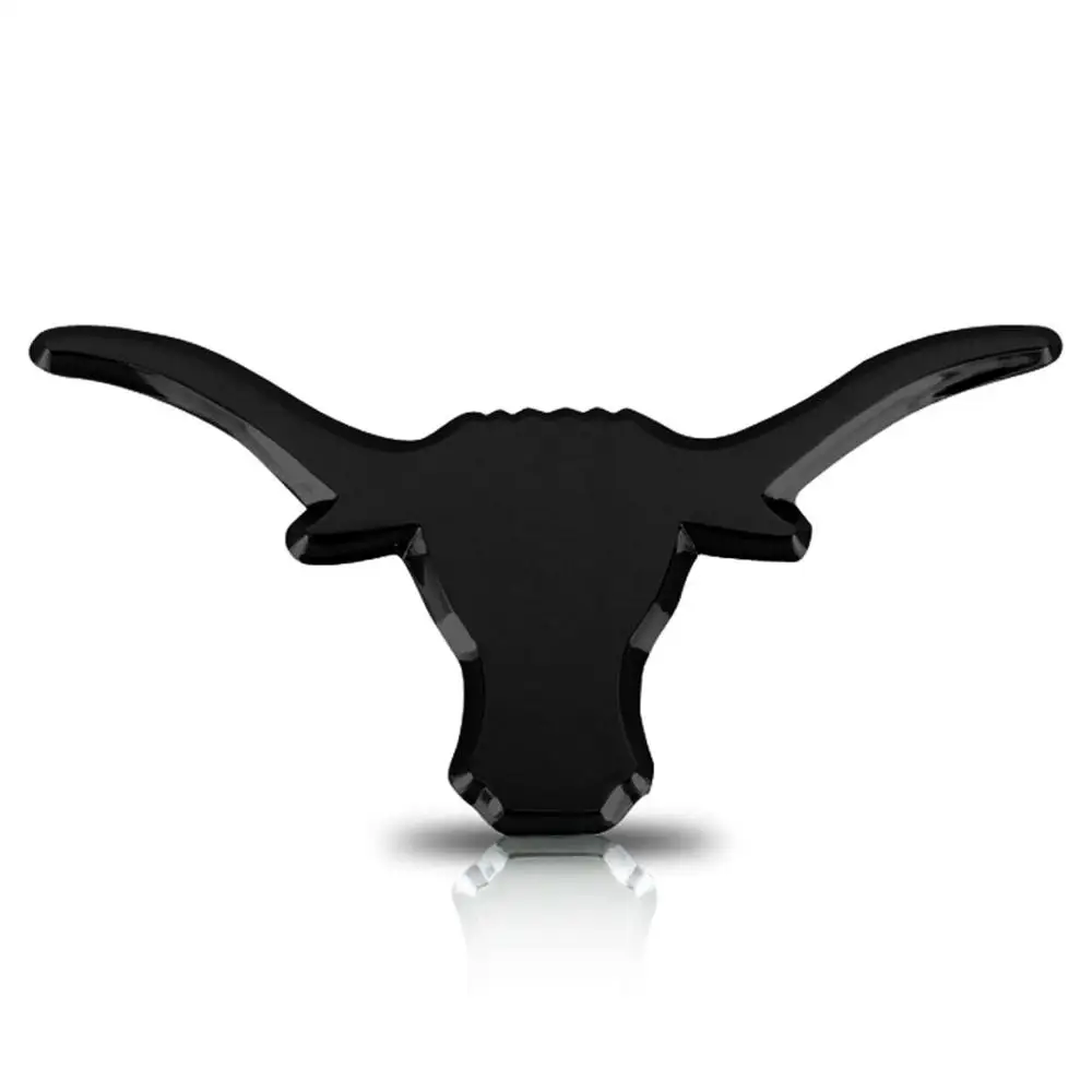 Black Bull Head 3D Chrome Auto Car Emblem Badge Sticker Decal Plastic University Of Texas Longhorn