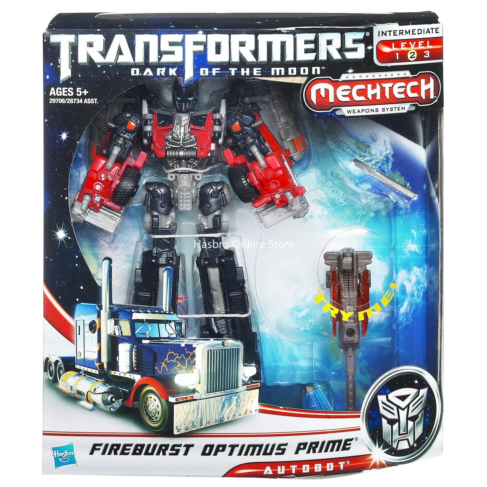 Trasformatori Novità: Dark Of The Moon Mechtech Voyager Fireburst Optimus Prime (Versione Ko)