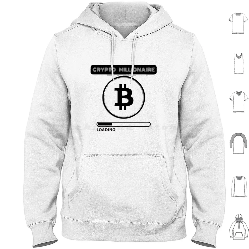 Crypto Millionaire Caricamento Divertente Criptovaluta Bitcoin Classic Hoodie Cotton Manica Lunga Distressed Moon Dogelon