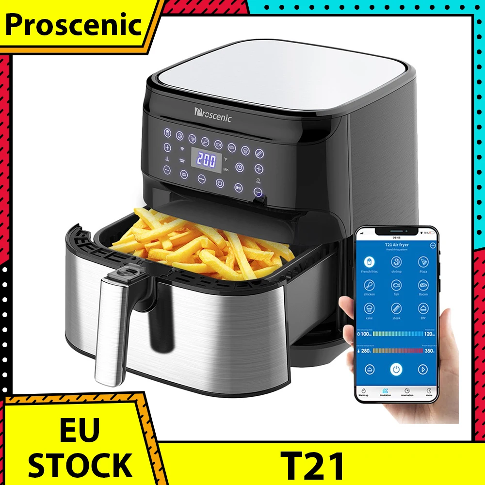 Proscenic T21 Friggitrice Ad Aria Intelligente Senza Olio, Controllo App E Vocale, Xl 5.8Qt, Friggitrici Ad Aria Elettriche Da 1700 Watt Forno E Forne