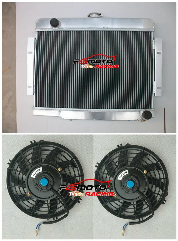 Tutto Radiatore In Alluminio + Ventole Per Jeep Cj5 Cj7 1972-1986 Chevy Small Block Sbc Swap V8 At/Mt 1972 1973 1974 1975 1976 1977 1978