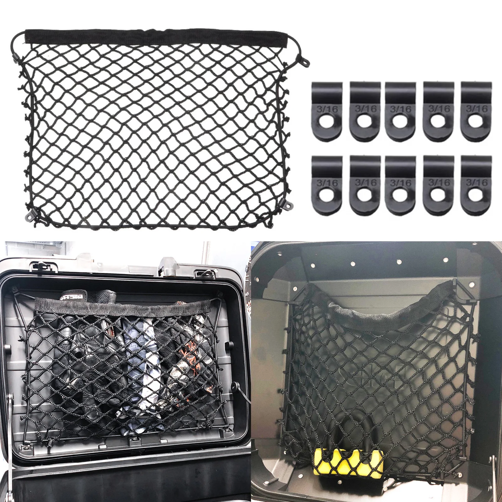 Motorcycle Luggage Organizer Storage Net For Bmw Gs R1200 F650 F700 F750 F800Gs Cargo Mesh Top Case Trunk Pocket Panniers Hooks