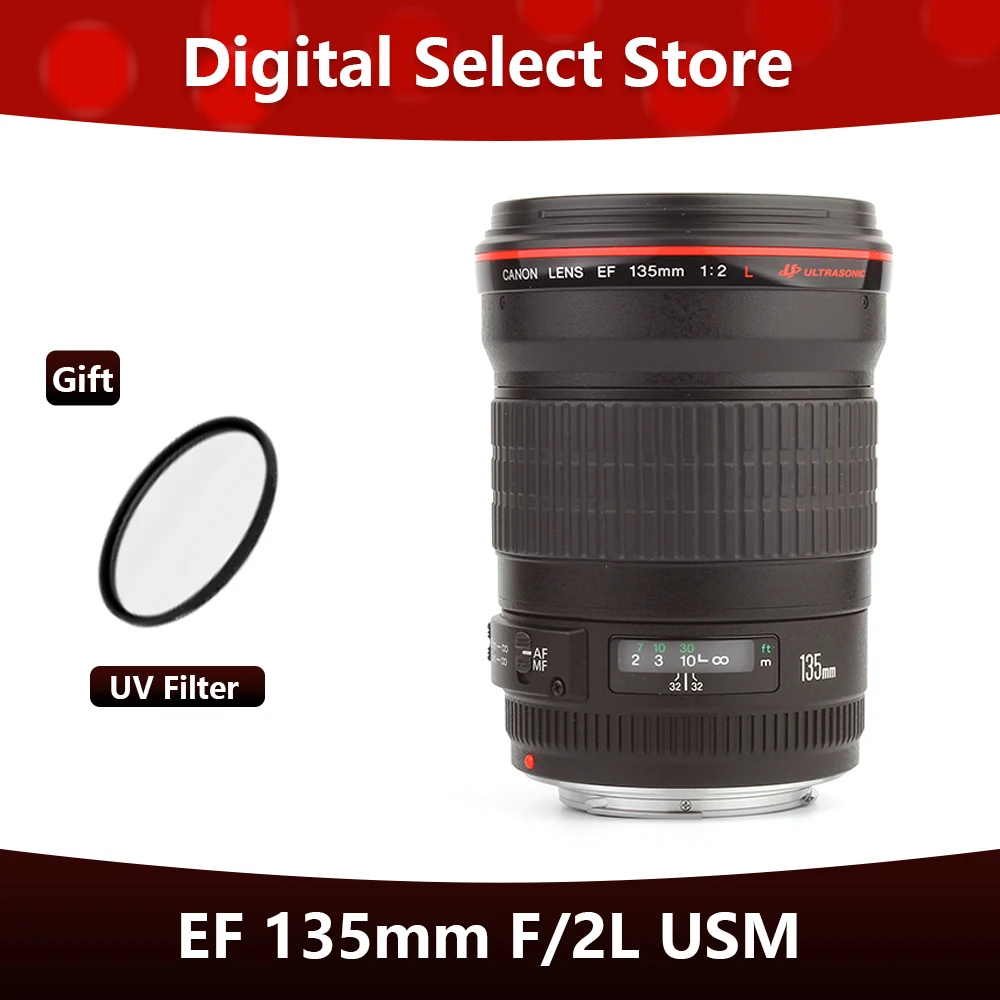 Obiettivo Canon Ef 135Mm F/2L Usm Obiettivo Principale Full Frame Per Fotocamere Canon Eos Slr