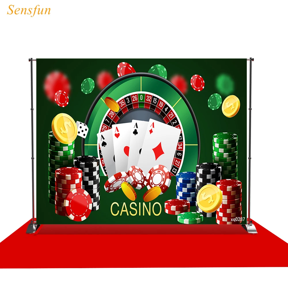 Levoo Photography Fondale Ruleta Casino Card Chips Compleanno Sfondo Fotografico Photo Studio Photophone Photocall Vinyl