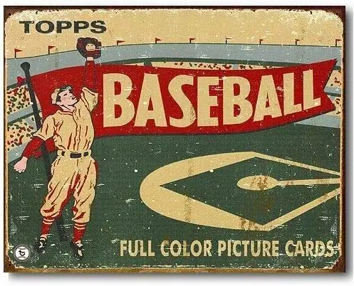 Retro Metal Tin Sign Funny Topps Baseball Cards Sports Distressed Sign For Home Cave Garage Bar Decorazione Della Parete
