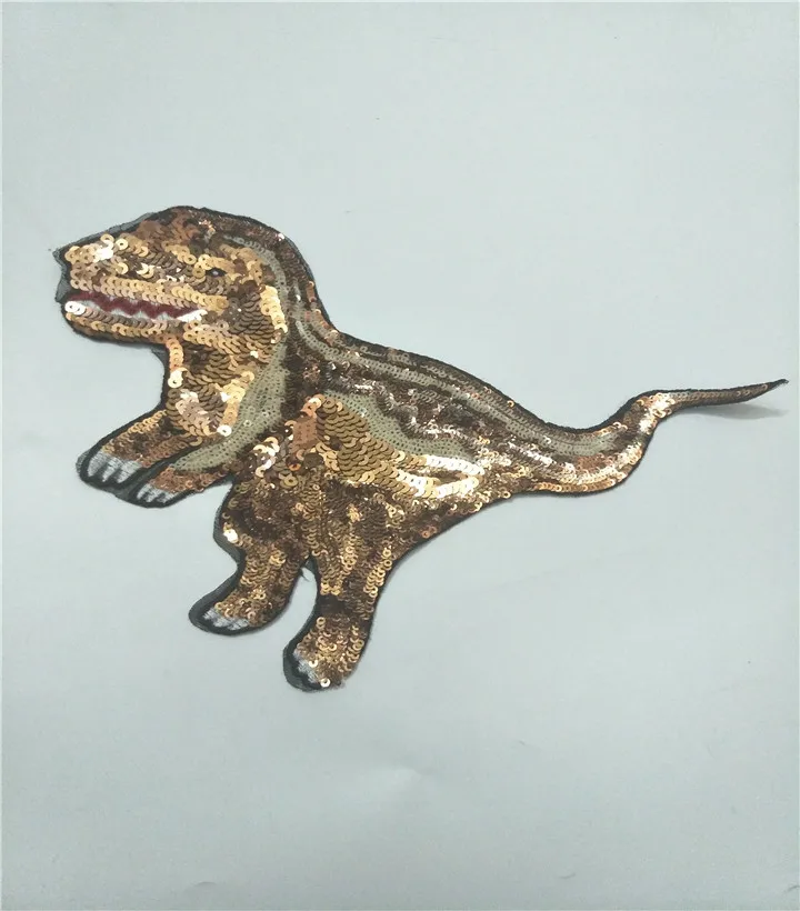 Golddinosaur Paillettes Patch Per I Vestiti Adesivi Abbigliamento Cucire Su Parches Bordados Para Ropa Toppe Per Vestiti