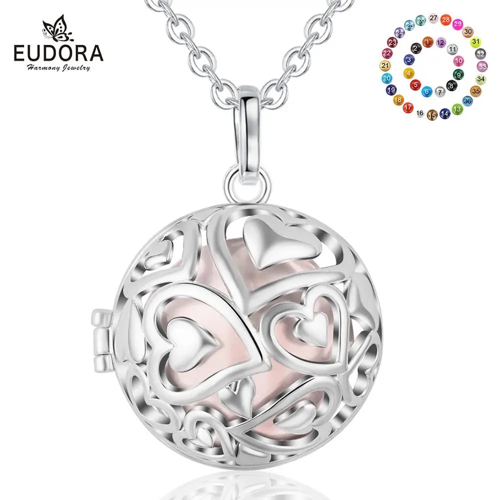 Eudora 20 Millimetri Rotonda Locket Locket Della Collana Del Cuore Del Pendente Della Sfera Di Armonia Gabbia Fit 20/18 Millimetri Suono Musicale Cari