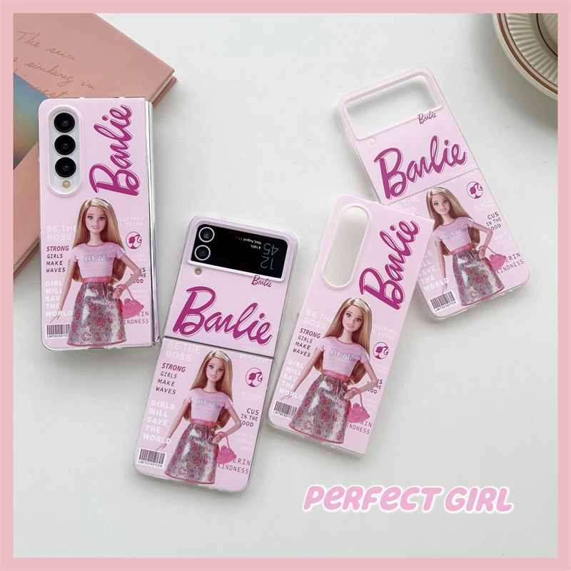 Custodia Per Telefono Bambola Disney Cute Pink Barbies Per Samsung Galaxy Z Flip Fold 3 4 5G Zflip3 Zfold3 Zfold4 Zflip4 Flip3 Flip4 Cover