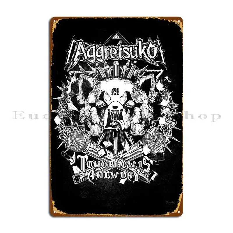 Aggrentsuko Morning Metal Sign Cinema Retro Painting Design Personalizzato Tin Sign Poster