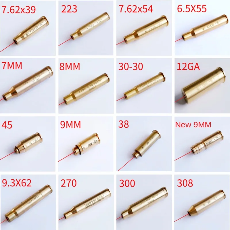 Tactical Red Bore Laser Sight Boresighter 12Ga 20Ga 5.45X39 7.62X54 7.62X39 .308 9Mm Laser Training Rifle Hunting Snap Caps