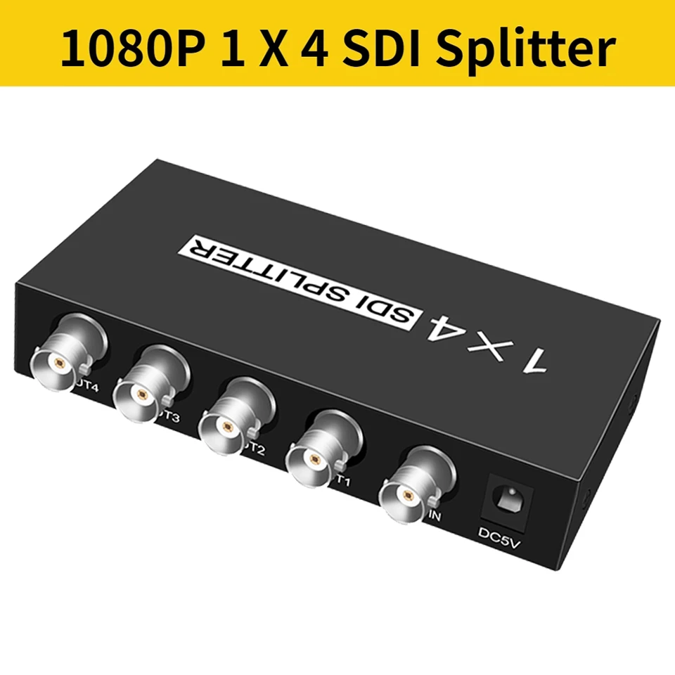 4 Porte 1X4 Sdi Splitter 1 In 4 Out Distribuzione 4 Modi Sdi Splitter Supporta 3G-Sdi Sd-Sdi Hd-Sdi Fino A 1320 Ft 1080P
