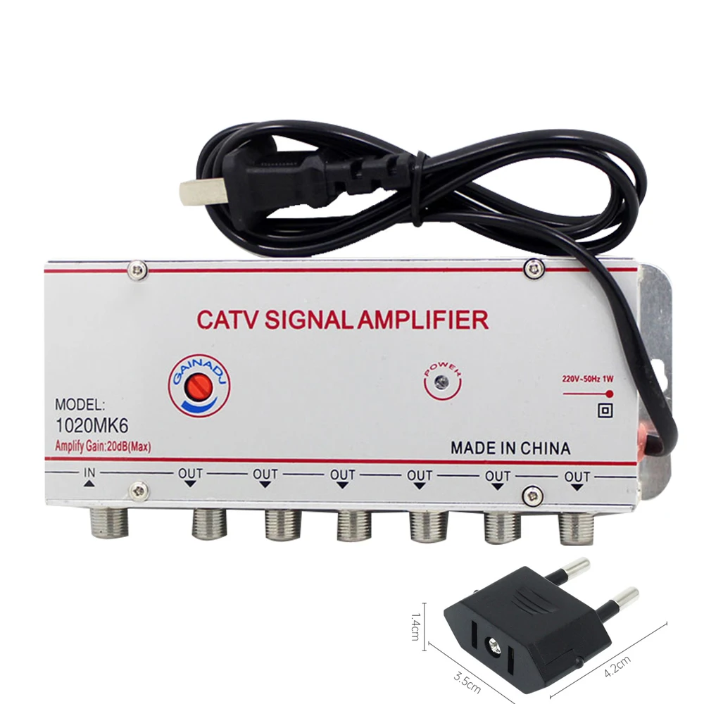 6 Way 20/30Db Catv Digital Cable Tv Box Antenna Indoor Signal Amplificatore 220V 50/60Hz Guadagno Regolabile
