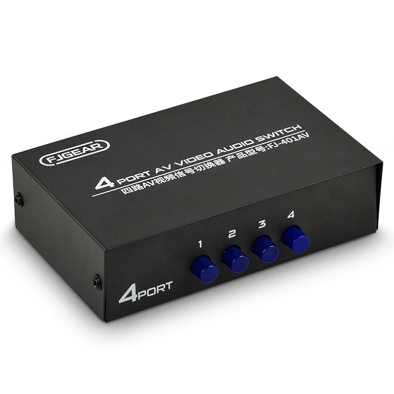 Fjgear Av Switcher 4 In 1 Out Av Rca Head Interface Switcher Audio E Video Switcher Av Multifunzione A 4 Vie Facile Installazione
