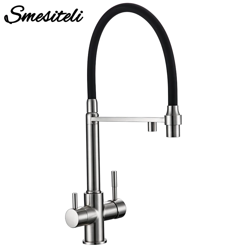Miscelatore Da Cucina Rubinetto Per Acqua Ad Osmosi A 3 Vie Rubinetto Da Cucina 3-In-1 Reverse Tri Flow In Acciaio Inossidabile Nichel Spazzolato