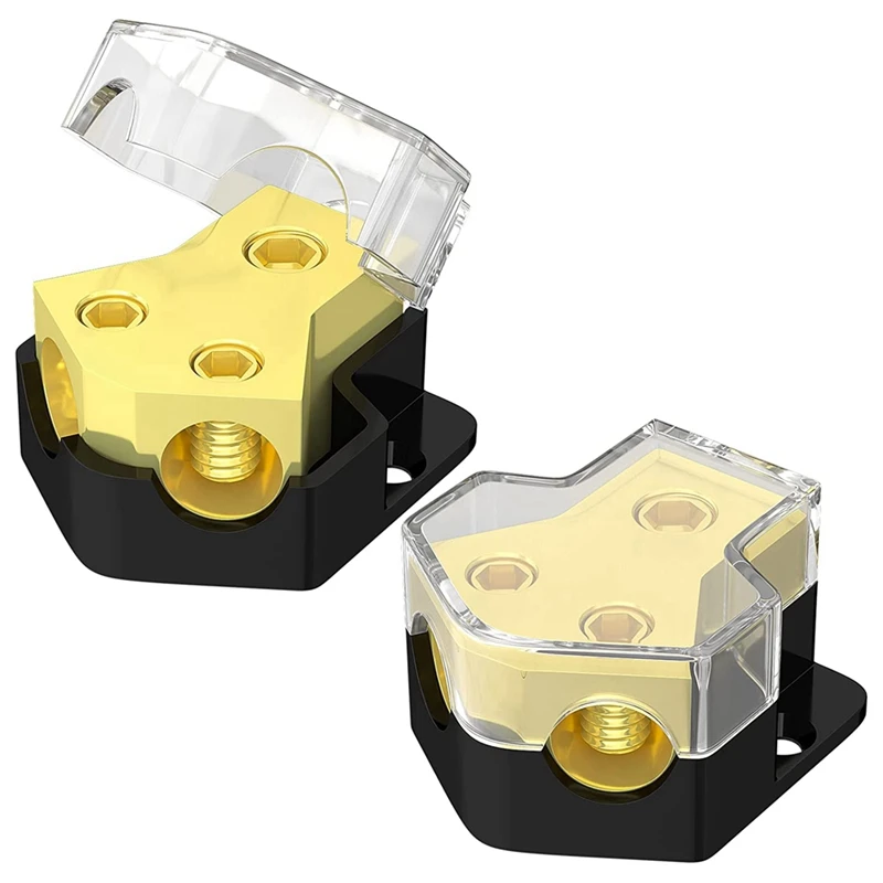 12V Power Distribution Block Car Audio Splitter 2 Vie 0/2/4 Gauge In 4/6/8 Gauge Out Ground Distribution Block Amp
