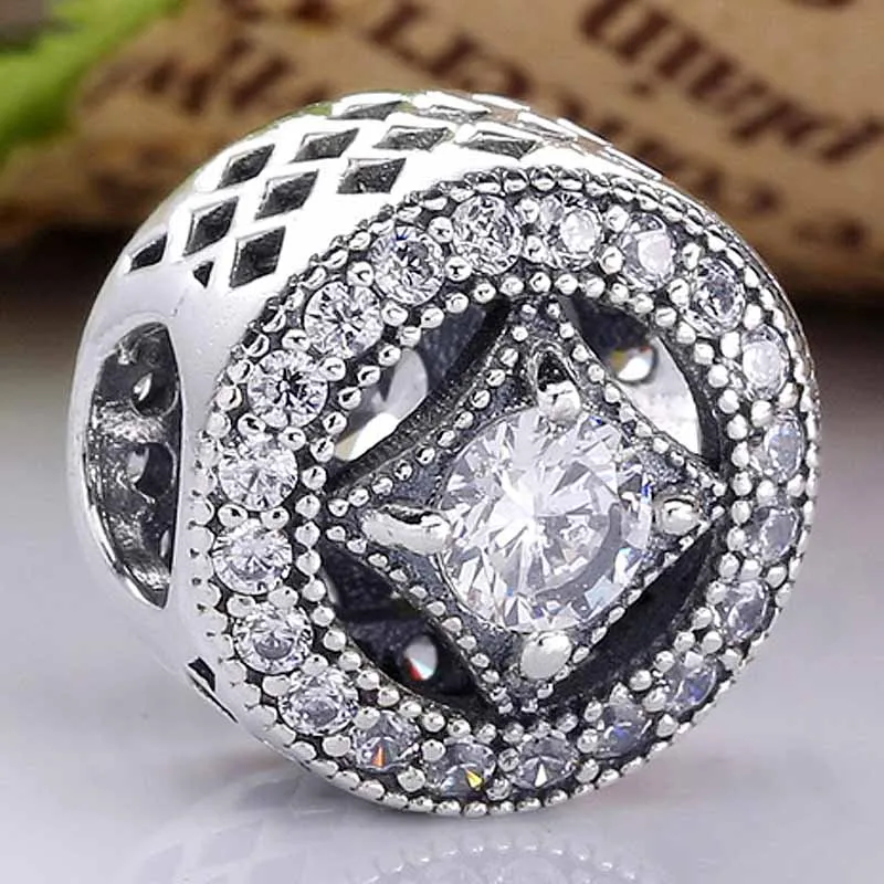 Originale Openwork Vintage Allure Con Perline Di Cristallo Fit 925 Sterling Silver Bead Charm Bracciale Bangle Gioielli Fai Da Te