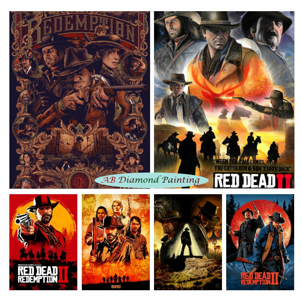 Red Dead Redemption 2 Poster 5D Ab Diamond Painting Videogioco Rdr2 Rowan Cross Stitch Kit Mosaico Ricamo Home Decor Gift