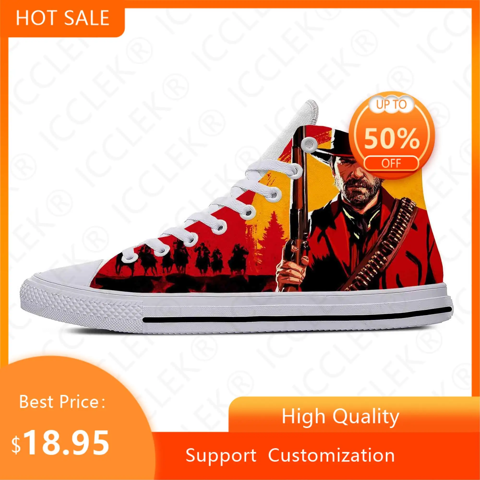 Hot Cool Red Dead Redemption Rdr2 Anime Cartoon Game Funny Casual Shoes High Top Mens Womens Teenager Classic Sneakers