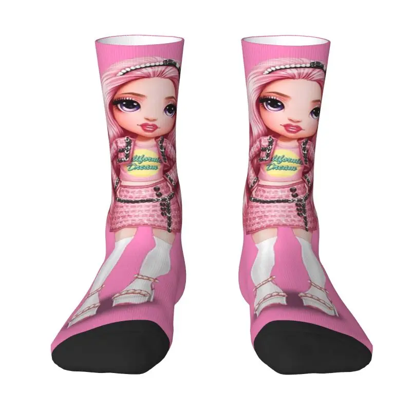 Calzini Da Uomo Divertenti Rainbow High Bella Parker Dress Socks Unisex Breathbale Warm 3D Printing Crew Socks