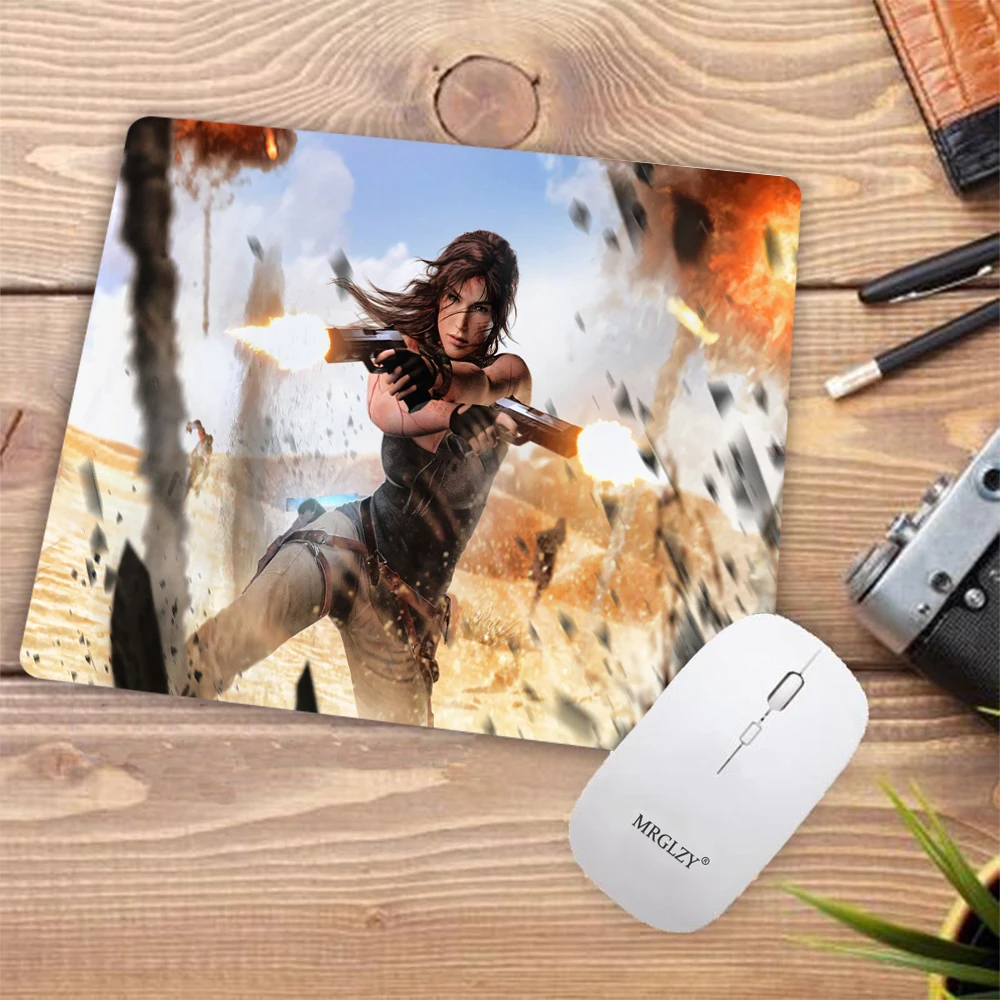 Mouse Mats Tomb Raider Lara Croft  Play Mats Desktop Laptop Accessories Office Deco Keyboard Mat Anti-Slip Deskpad Mouse Pad