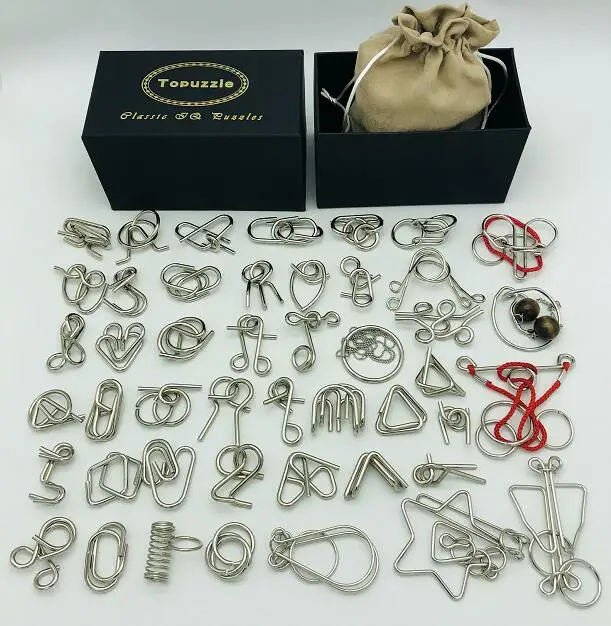 Nuovo Set Di 30/41/46Pcs Puzzle In Metallo Mind Brain Teaser Magic Wire Rings Puzzle Gioco Giocattoli Per Bambini Adulti