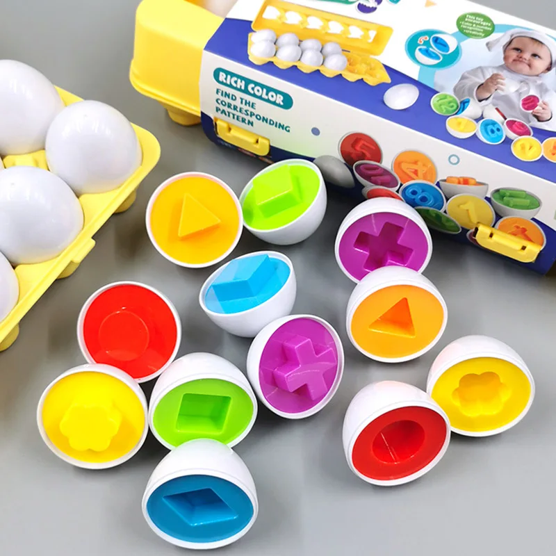 6Pcs Montessori Smart Eggs 3D Puzzle Toys For Children Educational Learning Math Toy Kids Color Shape Reveal Match Easter Egg