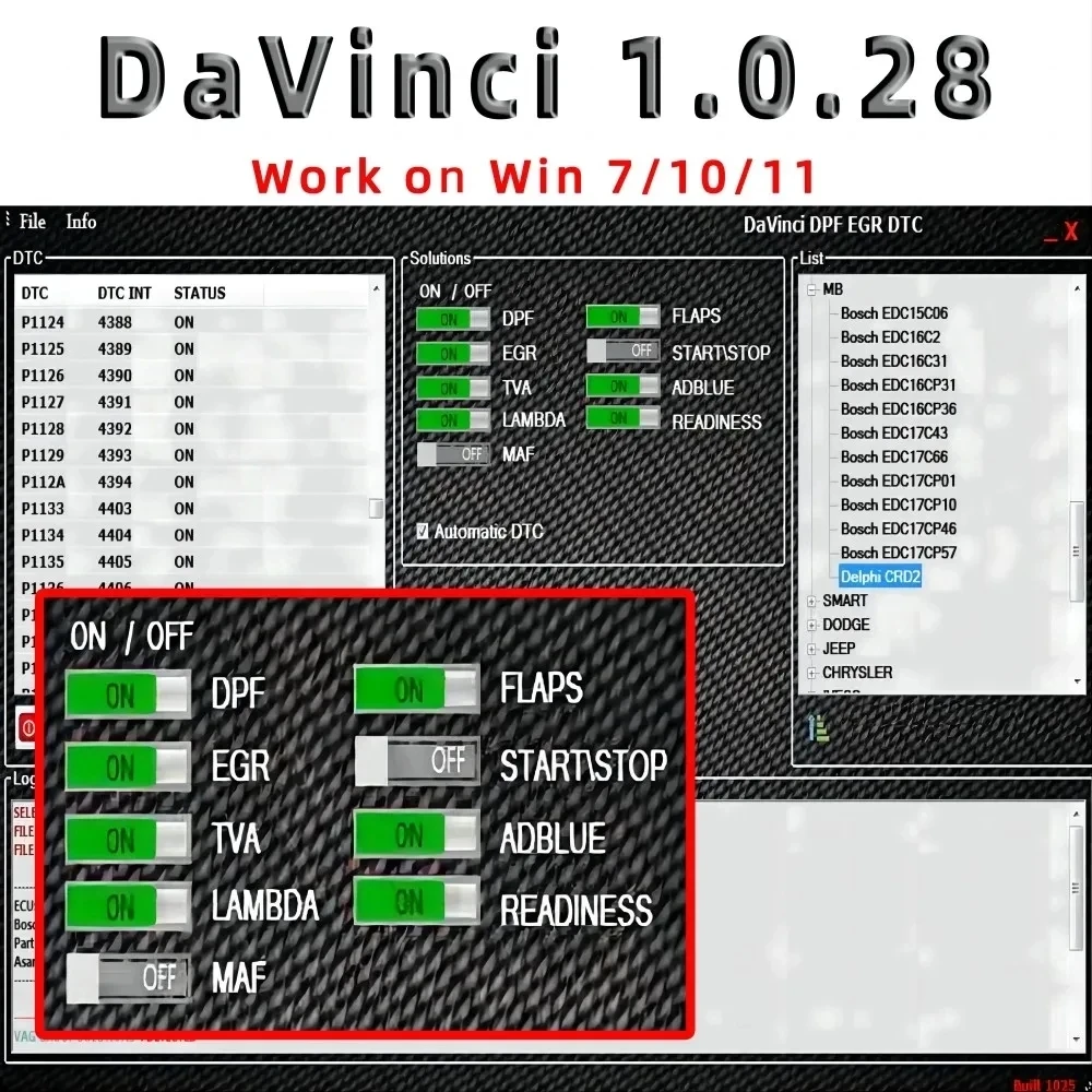 Software Davinci Il Più Nuovo 1.0.28 Pro Chiptuning Remapping Software Davinci Remap Supporto Davinci Win 7/10/11