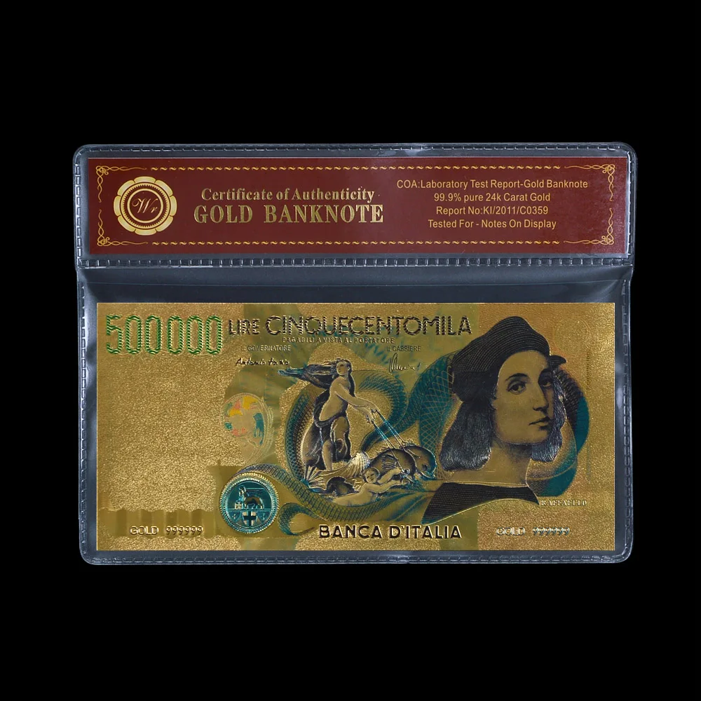 Wr Fake Money Italy Banconota In Oro Da 5000000 Litri Con Cornice In Plastica Coa Banconota Non In Valuta Prop Money Collection Gift