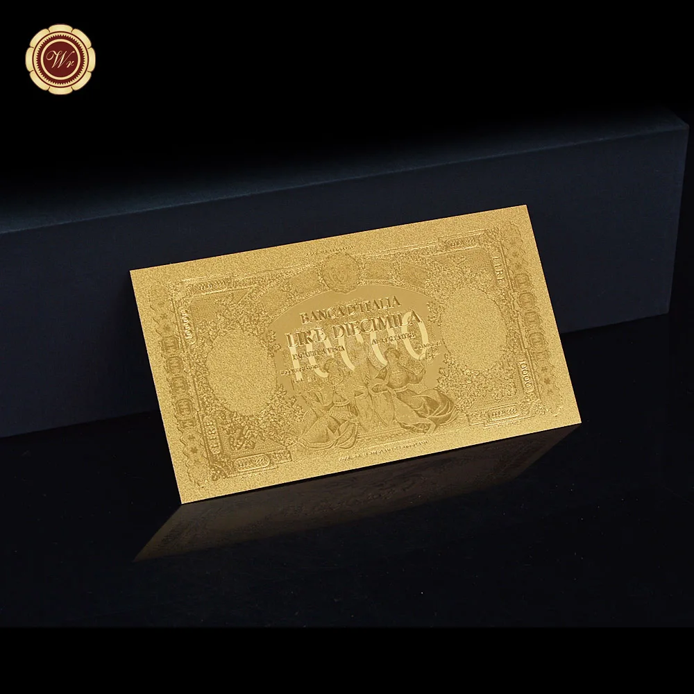 Wr Decorativo Domestico 24 K Oro Banconote Italia Lire 10000 Banconote Lamina D'Oro Delle Banconote Commemorative Artigianato D'Arte Originale Formato