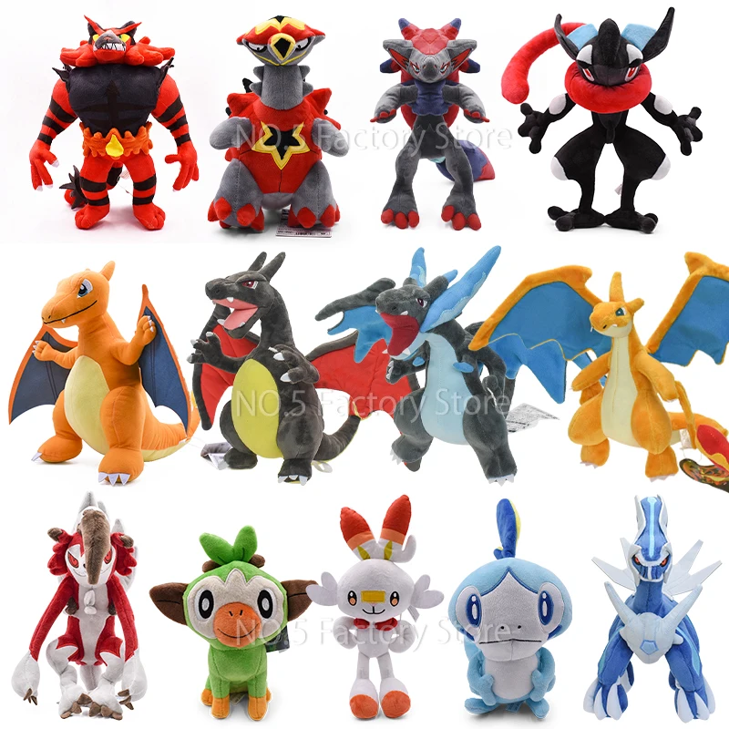 Anime Kawaii Pokemon Peluche Doll All Star Collection Mega Charizard Xy Peluche Cartoon Lycanroc Kyogre Rowlet Peluche