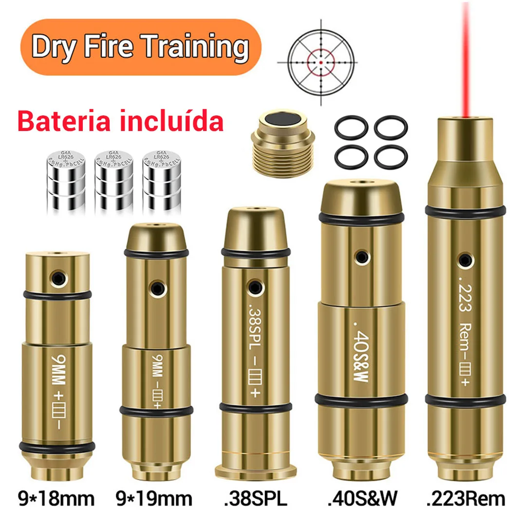 9Mm/380Acp/40S & W/223Rem Laser Training Bullet Dry Fire Laser Trainer Cartuccia Tactical Red Dot Laser Training Bore Sight