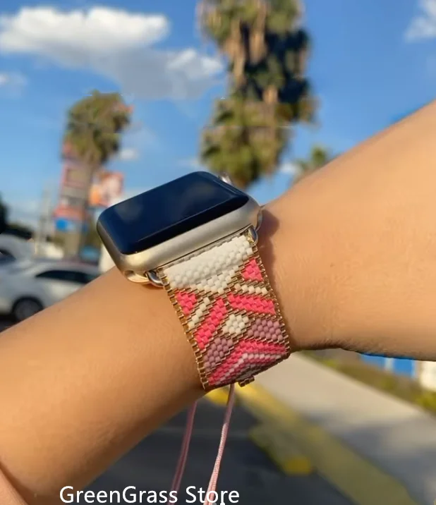 Vendita Calda Nuovo Design Di Lusso Miyuki Perline Apple Watch Band Fitness Smart Strap Per Apple Watch Band
