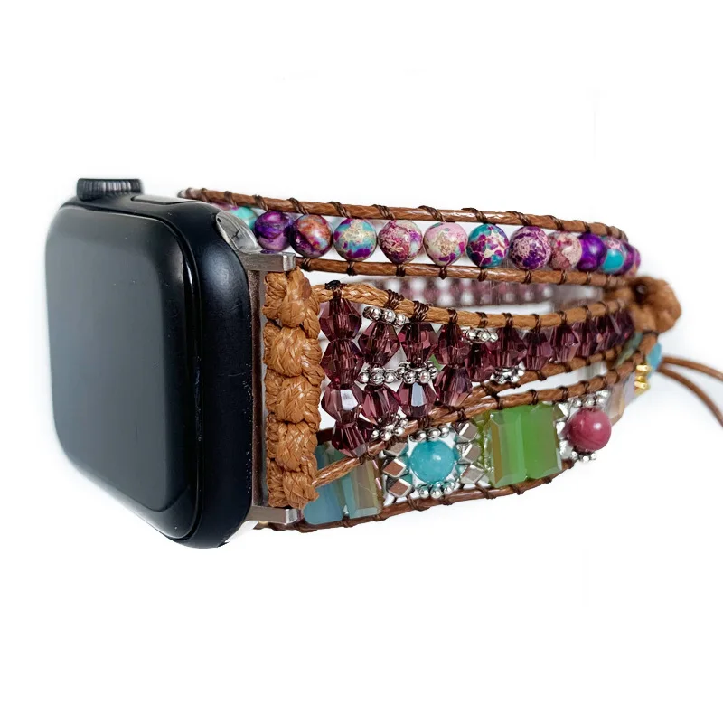 Cinturino Per Orologio In Cristallo Pietra Naturale Galaxy Sediment Jasper Cinturino Per Cinturino Apple Watch Smart Watch Cinturino Per Orologio Iwat