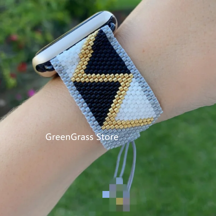 Vendita Calda Nuovo Design Di Lusso Miyuki Perline Apple Watch Band Fitness Smart Strap Per Apple Watch Band
